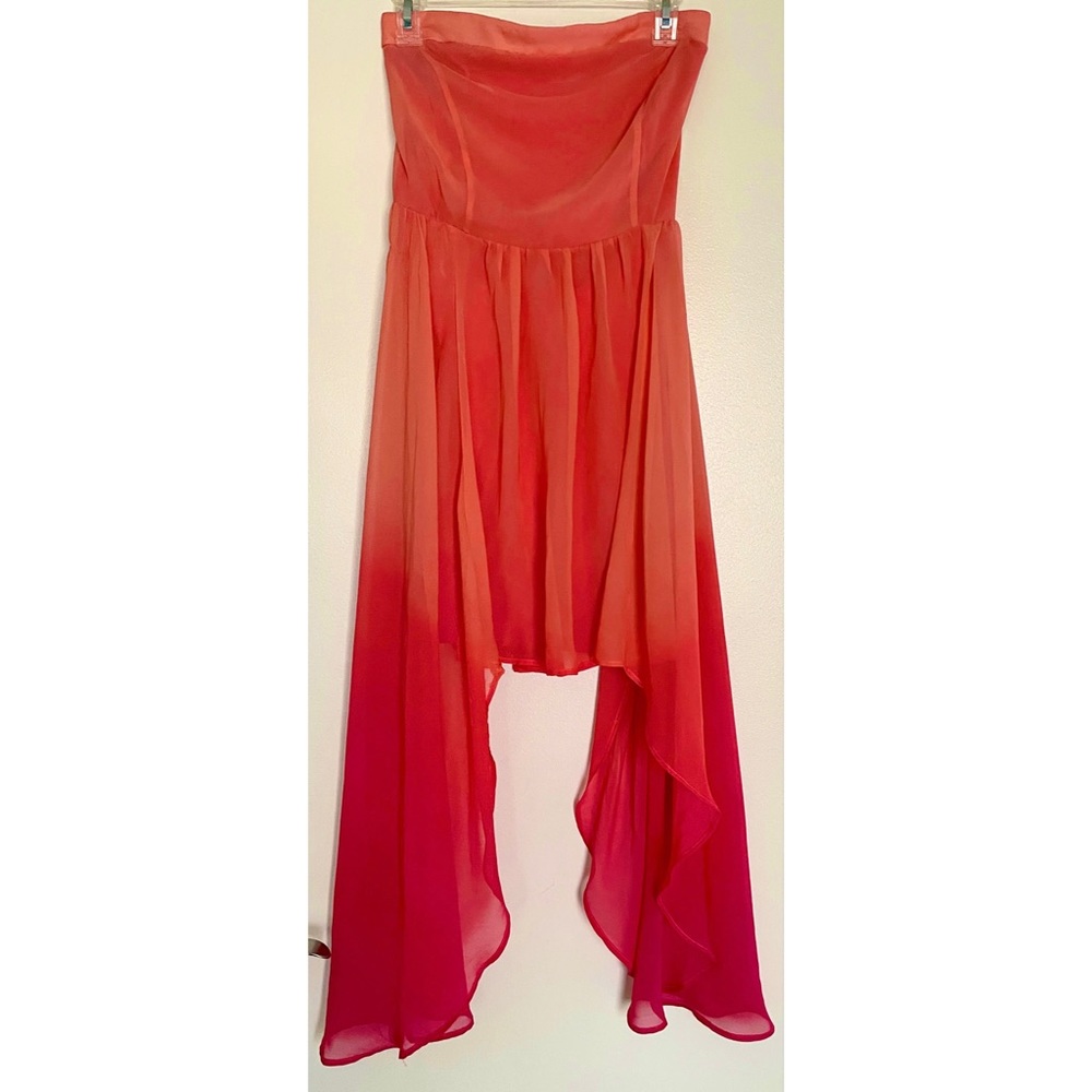 New Charlotte Russe Smocked Gradient Ombre Asymmetrical Flowy Beach Dress L